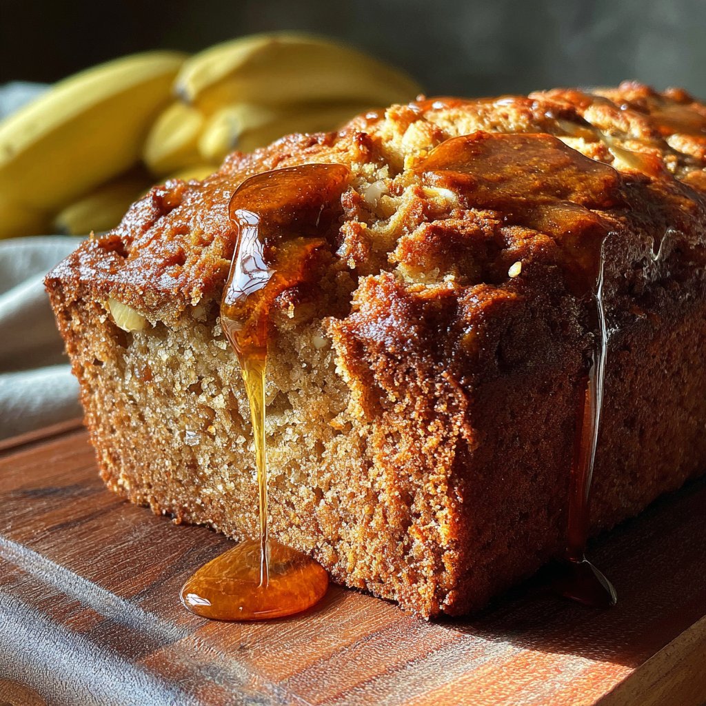 Bananenbrot mit Mandelstückchen und Honig
