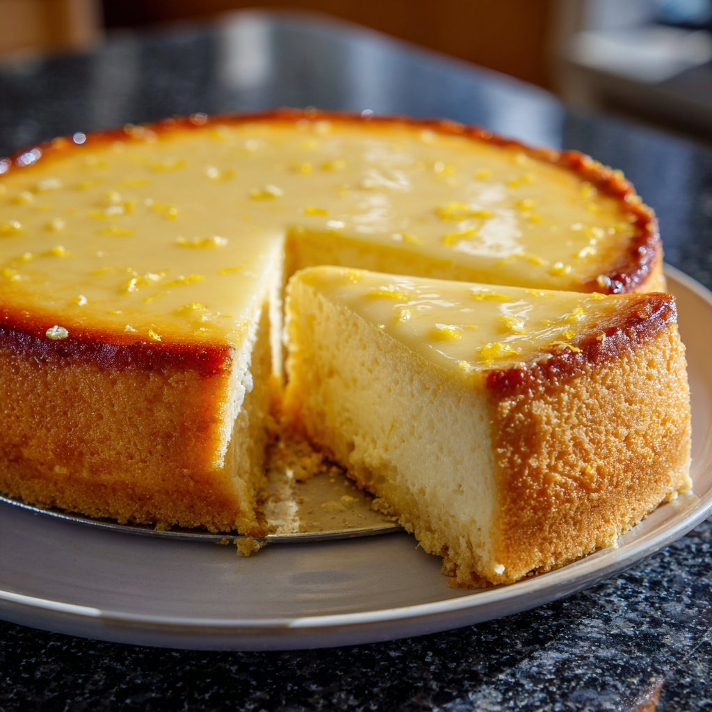 Käsekuchen mit Zitronen-Mandelboden
